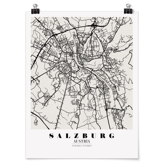 Plakater ordsprog Salzburg City Map - Classic