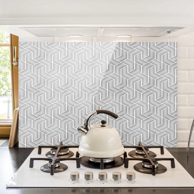 køkken dekorationer 3D Pattern With Stripes In Silver