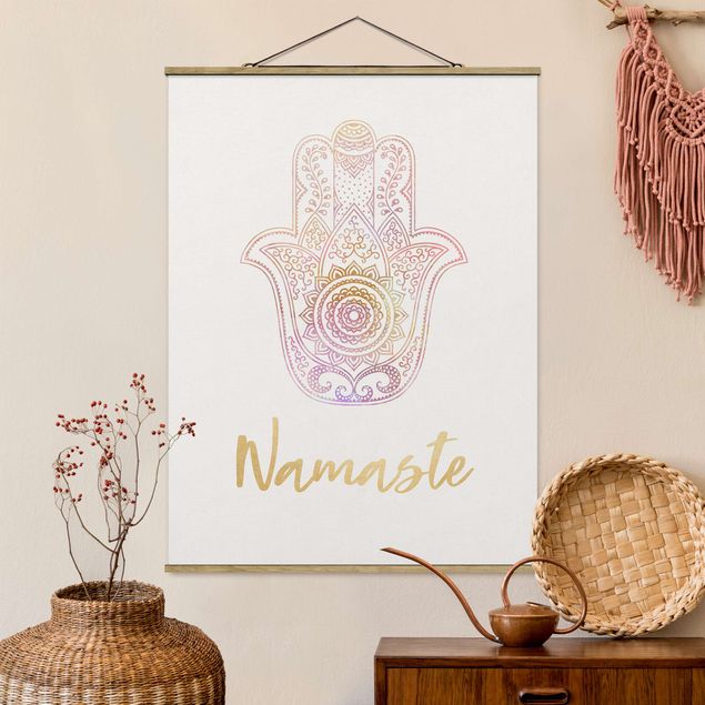 køkken dekorationer Hamsa Hand Illustration Namaste Gold Light Pink