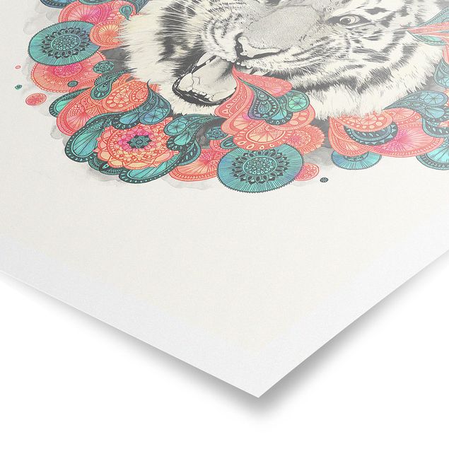 Billeder kunsttryk Illustration Tiger Drawing Mandala Paisley
