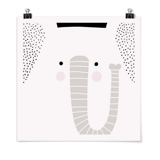 Plakater sort og hvid Zoo With Patterns - Elephant