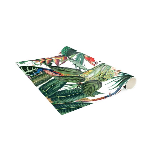 moderne gulvtæppe Colourful Tropical Rainforest Pattern