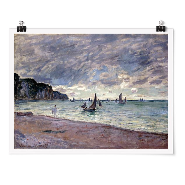 Billeder landskaber Claude Monet - Fishing Boats In Front Of The Beach And Cliffs Of Pourville