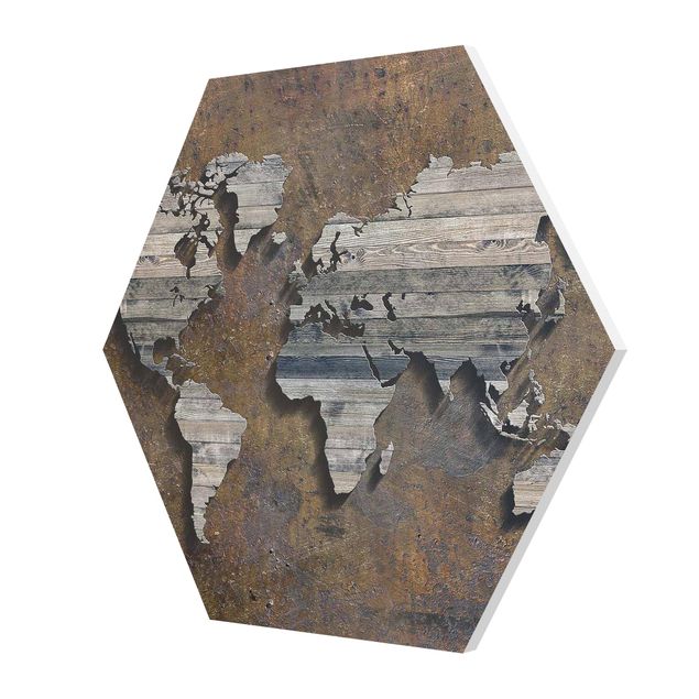 Billeder brun Wooden Grid World Map