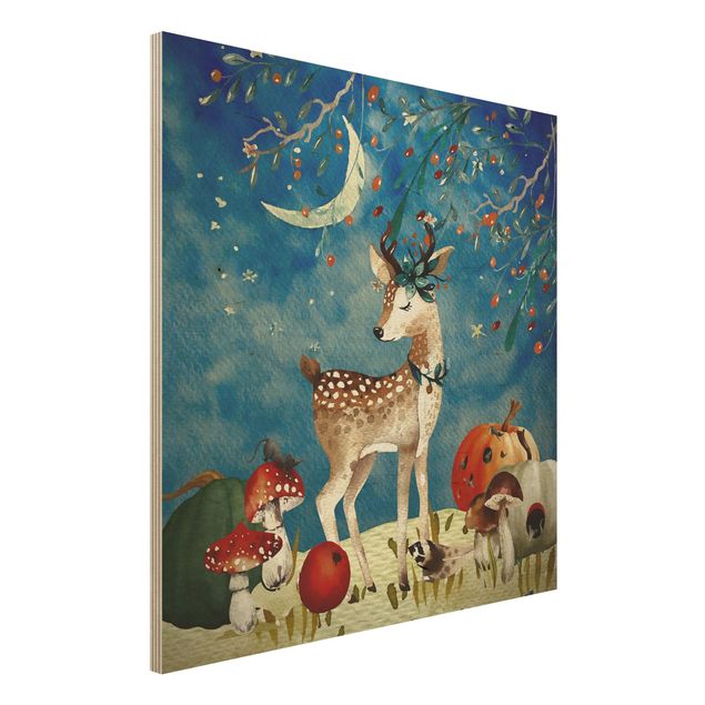 Børneværelse deco Watercolour Deer In Moonlight