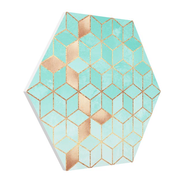Billeder mønstre Turquoise White Golden Geometry
