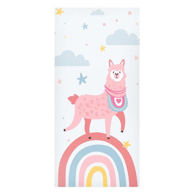 Billeder bjerge Lama On Rainbow With Stars And Dots