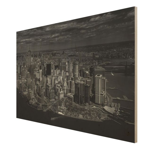 Prints på træ New York - Manhattan From The Air