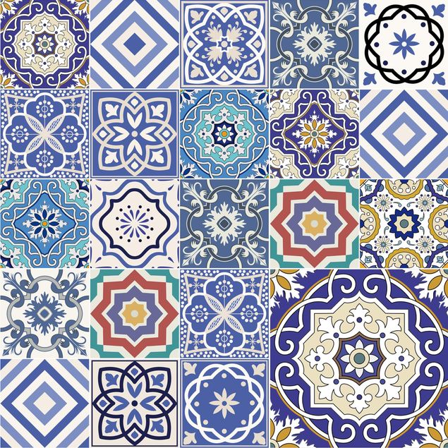 Selvklæbende folier farvet Tiled Wall - Ornate Portuguese Tiles