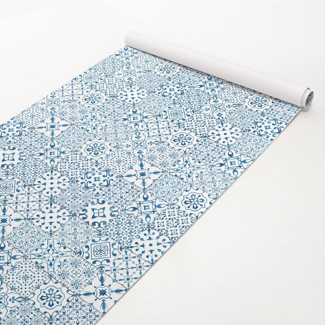 Møbelfolier vintage Patterned Tiles Blue White