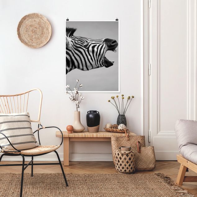 Plakater sort og hvid Roaring Zebra ll