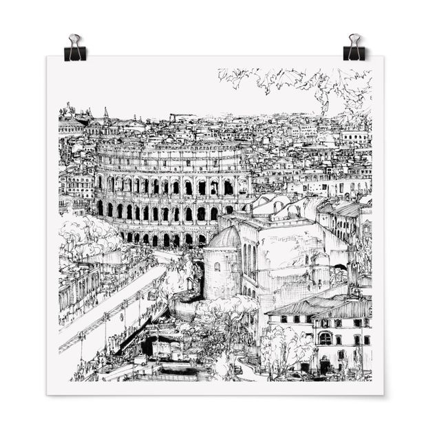 Plakater sort og hvid City Study - Rome
