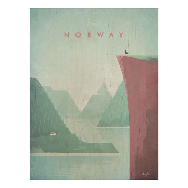 Prints på træ landskaber Travel Poster - Norway