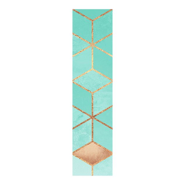 Panelgardiner mønstre Turquoise White Golden Geometry