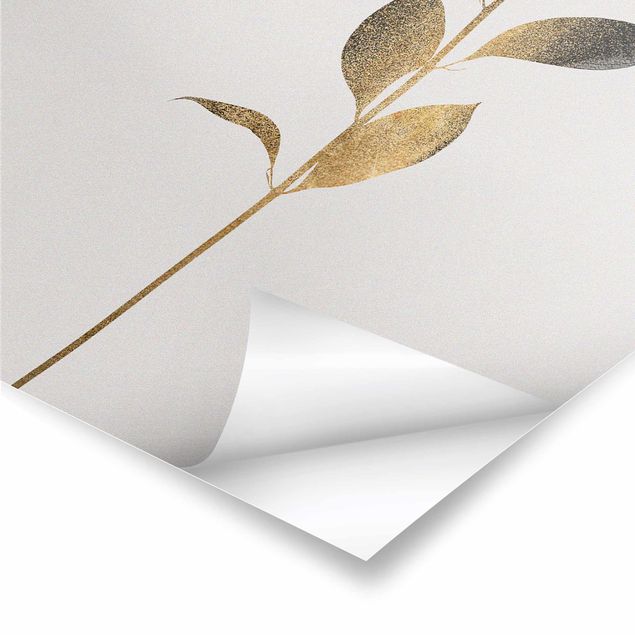 Billeder Kubistika Graphical Plant World - Gold And Grey