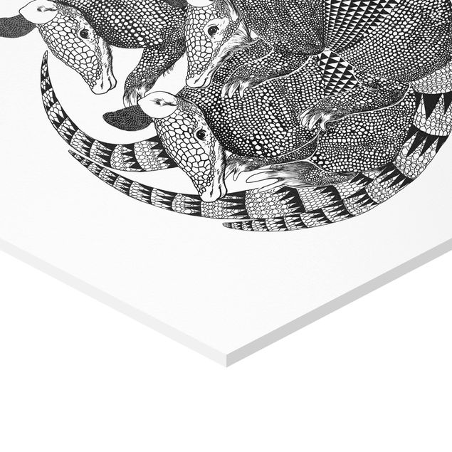 Sekskantede billeder Illustration Armadillos Black And White Pattern