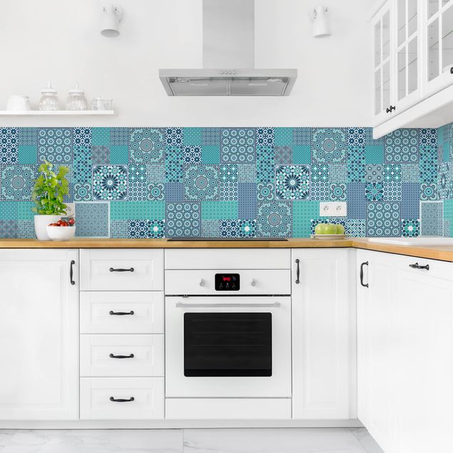 Stænkplader fliselook Moroccan Mosaic Tiles Turquoise Blue