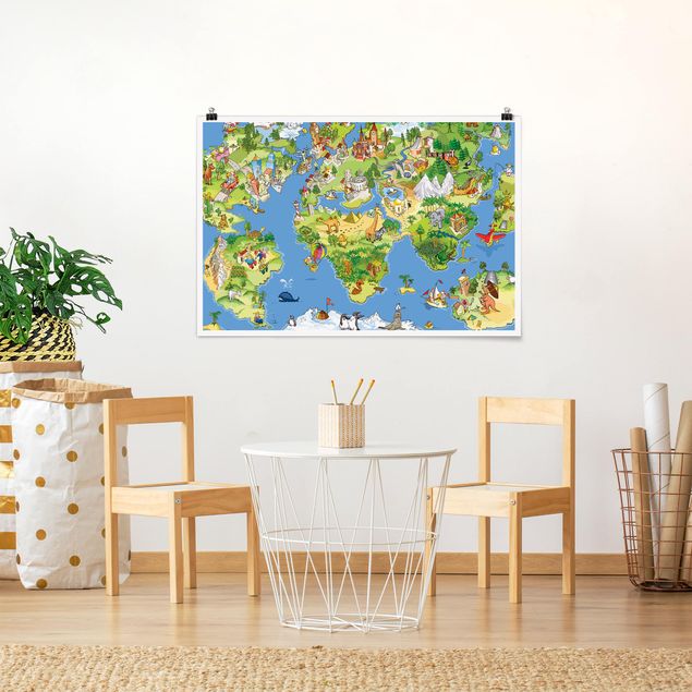 Plakater verdenskort Great and Funny Worldmap
