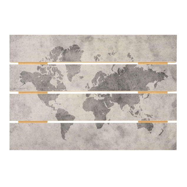 Prints på træ Vintage World Map II