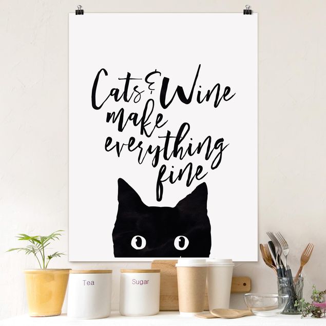 køkken dekorationer Cats And Wine make Everything Fine