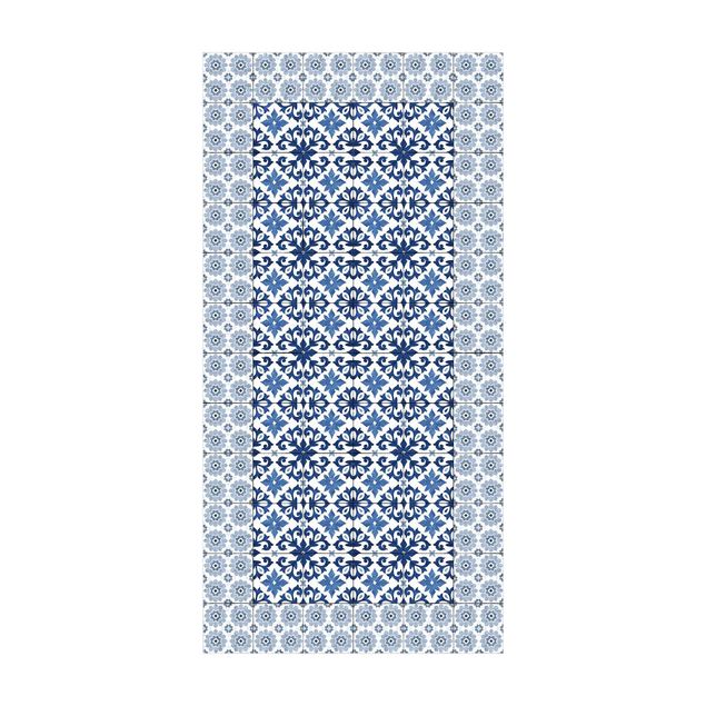 moderne gulvtæppe Moroccan Tiles Floral Blueprint With Tile Frame