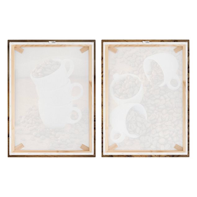 Billeder på lærred 3 espresso cups with coffee beans