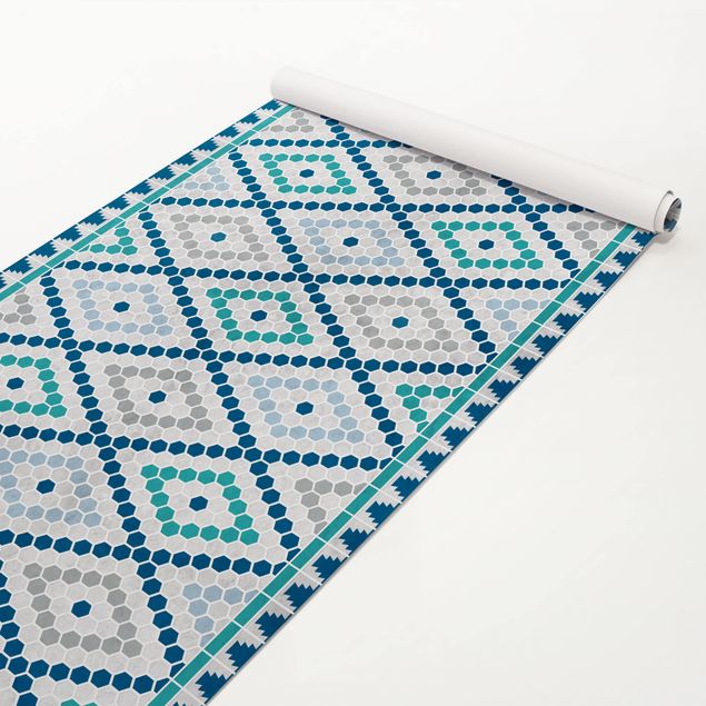 Selvklæbende folier mønstre Moroccan Tile Pattern Turquoise Blue