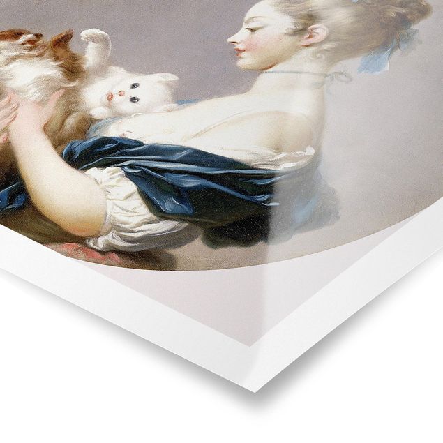 Billeder kunsttryk Jean Honoré Fragonard - Girl playing with a Dog and a Cat