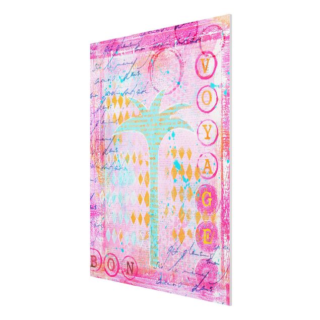 Billeder blomster Colourful Collage - Bon Voyage With Palm Tree