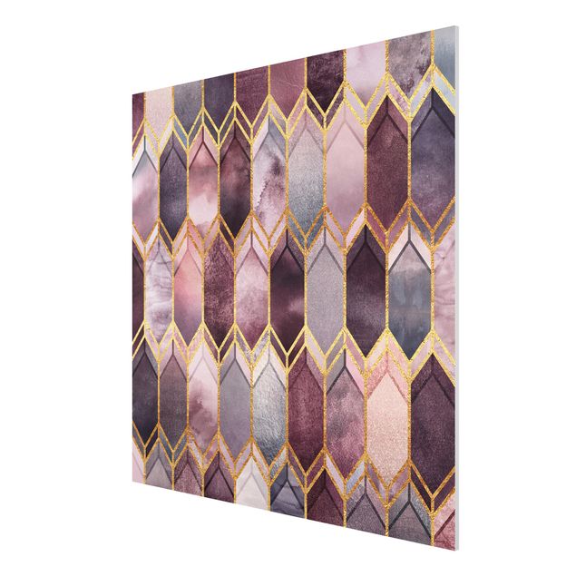 Billeder mønstre Stained Glass Geometric Rose Gold