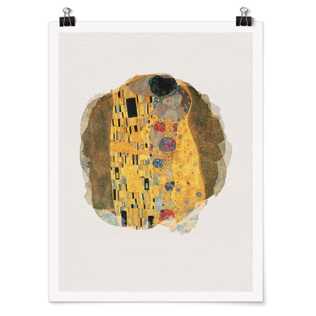 Plakater kunsttryk WaterColours - Gustav Klimt - The Kiss