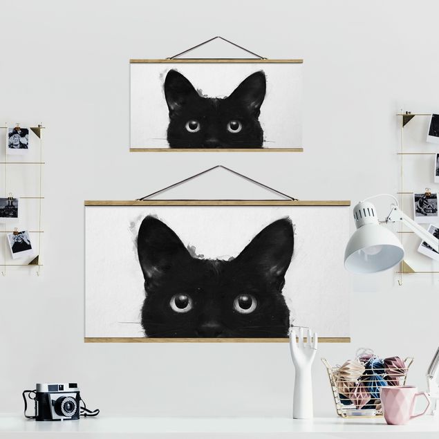Billeder sort Illustration Black Cat On White Painting