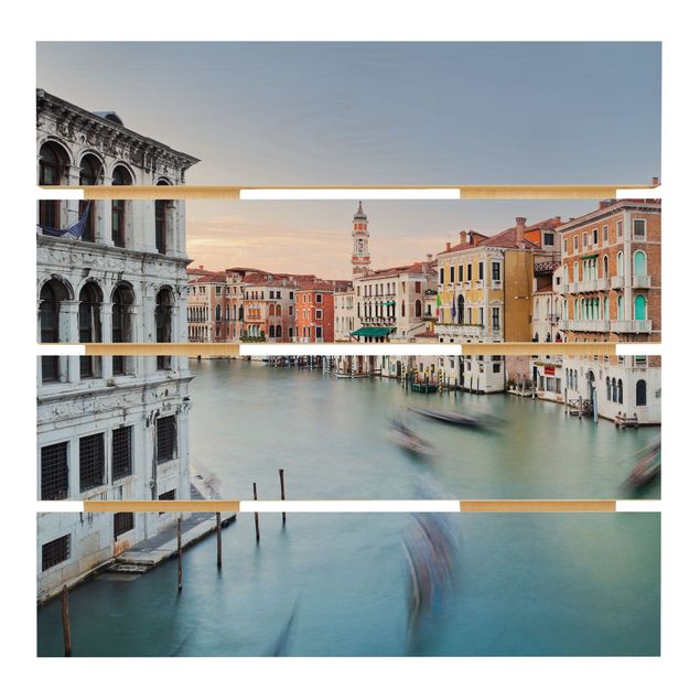 Prints på træ Grand Canal View From The Rialto Bridge Venice