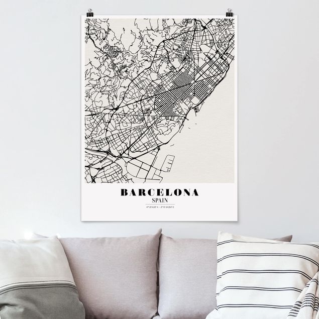 køkken dekorationer Barcelona City Map - Classic
