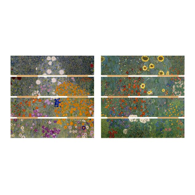 Prints på træ blomster Gustav Klimt - The Green Garden