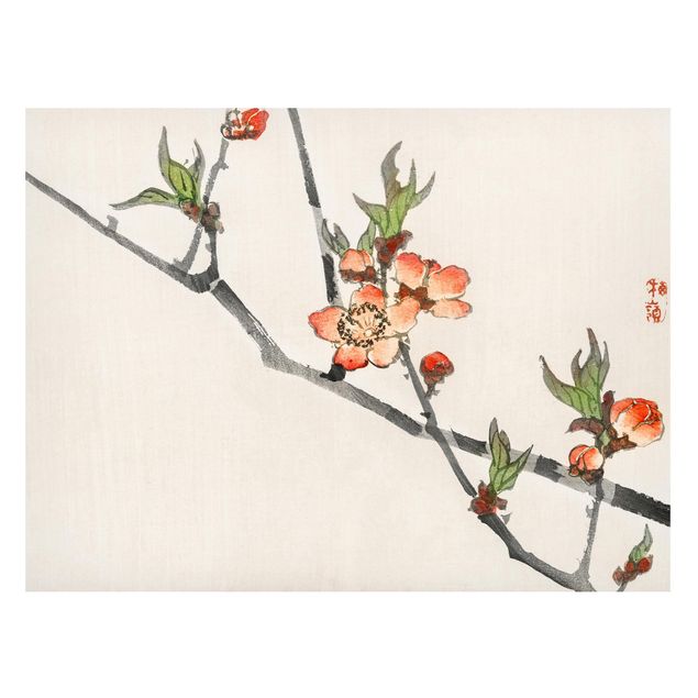 Magnettavler blomster Asian Vintage Drawing Cherry Blossom Branch