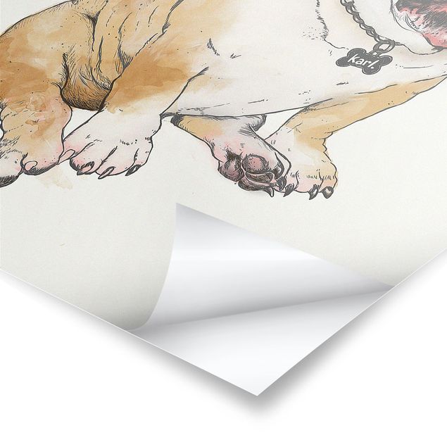 Billeder Illustration Dog Bulldog Painting