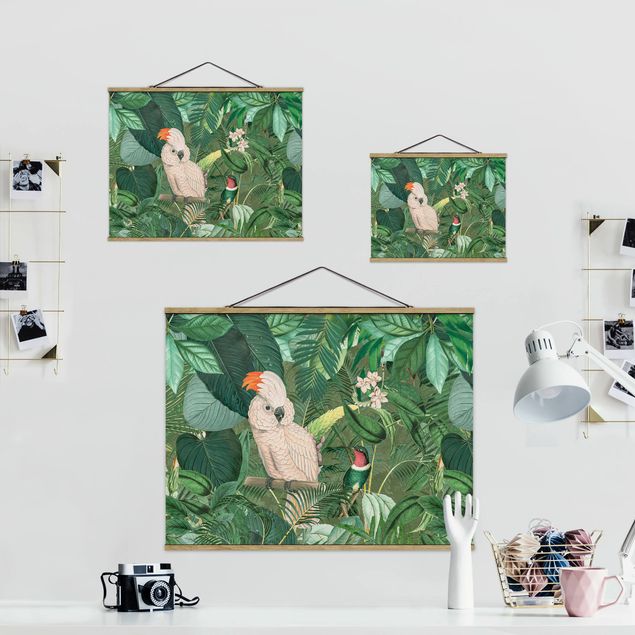 Billeder Andrea Haase Vintage Collage - Kakadu And Hummingbird
