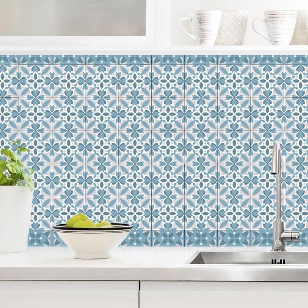 køkken dekorationer Geometrical Tile Mix Blossom Blue Grey