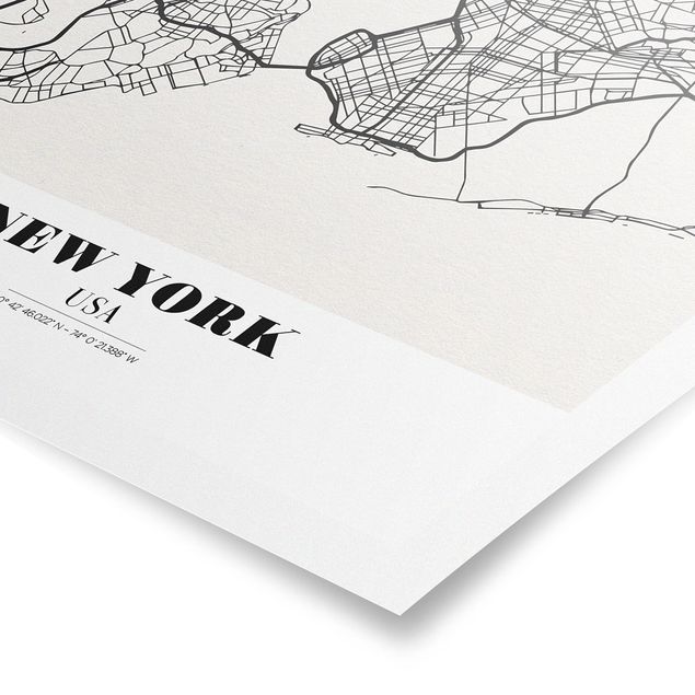 Plakater verdenskort New York City Map - Classic