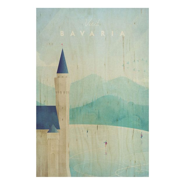 Prints på træ vintage Travel Poster - Bavaria