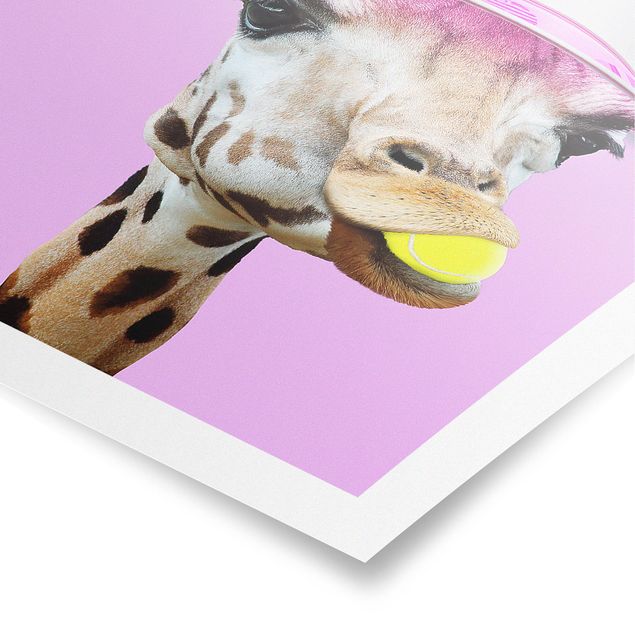 Plakater kunsttryk Giraffe Playing Tennis