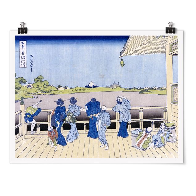 Plakater kunsttryk Katsushika Hokusai - The Sazai Hall in the Rakanji Temple