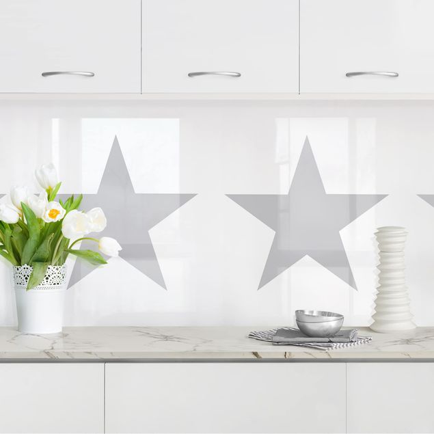 køkken dekorationer Large Grey Stars On White