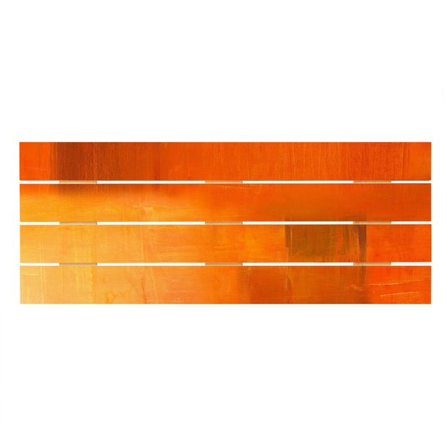 Prints på træ Composition In Orange And Brown 03