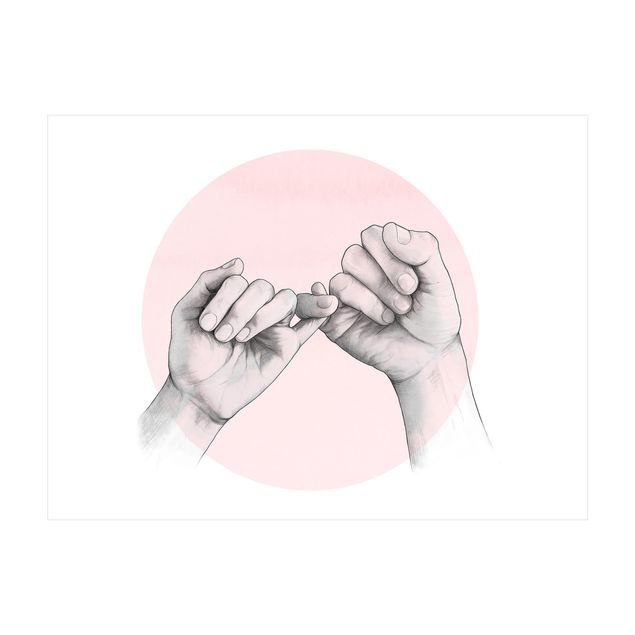 store gulvtæpper Illustration Hands Friendship Circle Pink White