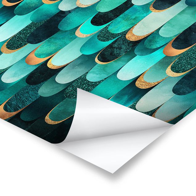 Billeder Feathers Gold Turquoise