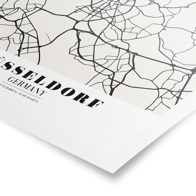 Billeder sort og hvid Dusseldorf City Map - Classic