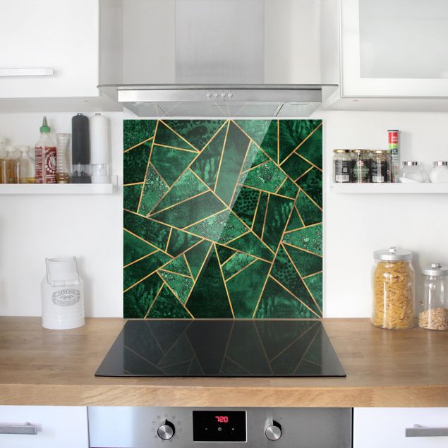 Stænkplader glas mønstre Dark Emerald With Gold