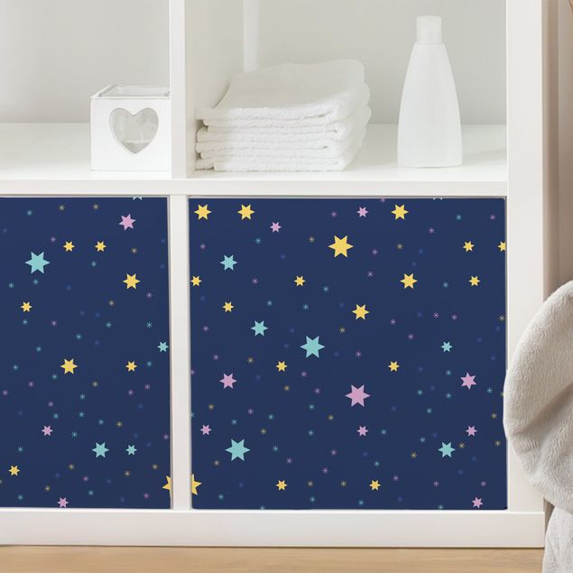 Møbelfolier mønstre Nightsky Children Pattern With Colourful Stars